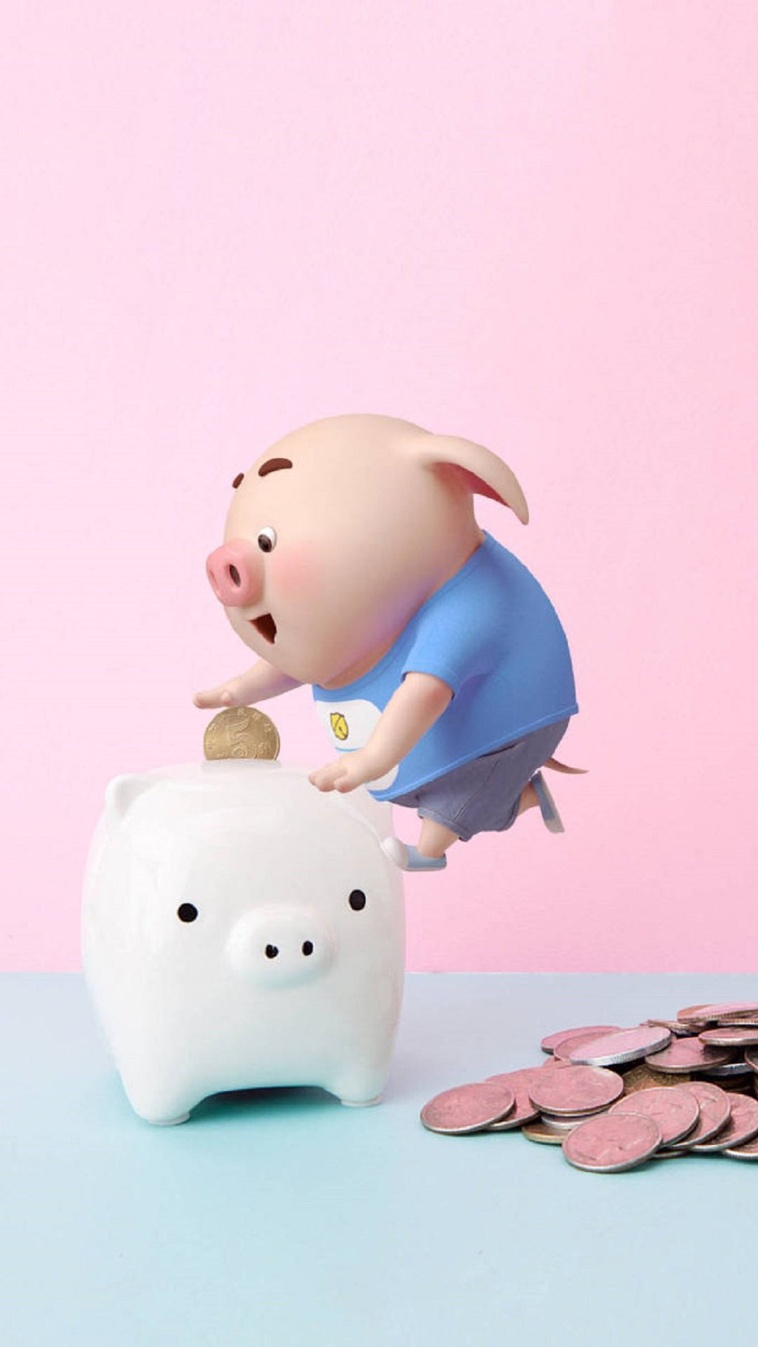 2019猪年可爱卡通小猪图片手机壁纸
